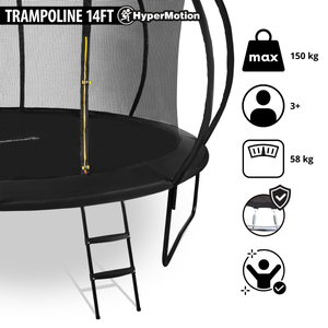 XXXL HyperMotion vrtni trampolin za djecu - 430 cm 14 stopa - s ljestvama i unutarnjom mrežom - za dom i vrt - maksimalno 150 kg