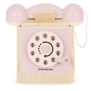 Drveni retro telefon - pastelno roza