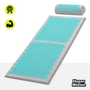 Velika akupresurna prostirka s jastukom i navlakom - 130 cm HyperMotion sivo-menta